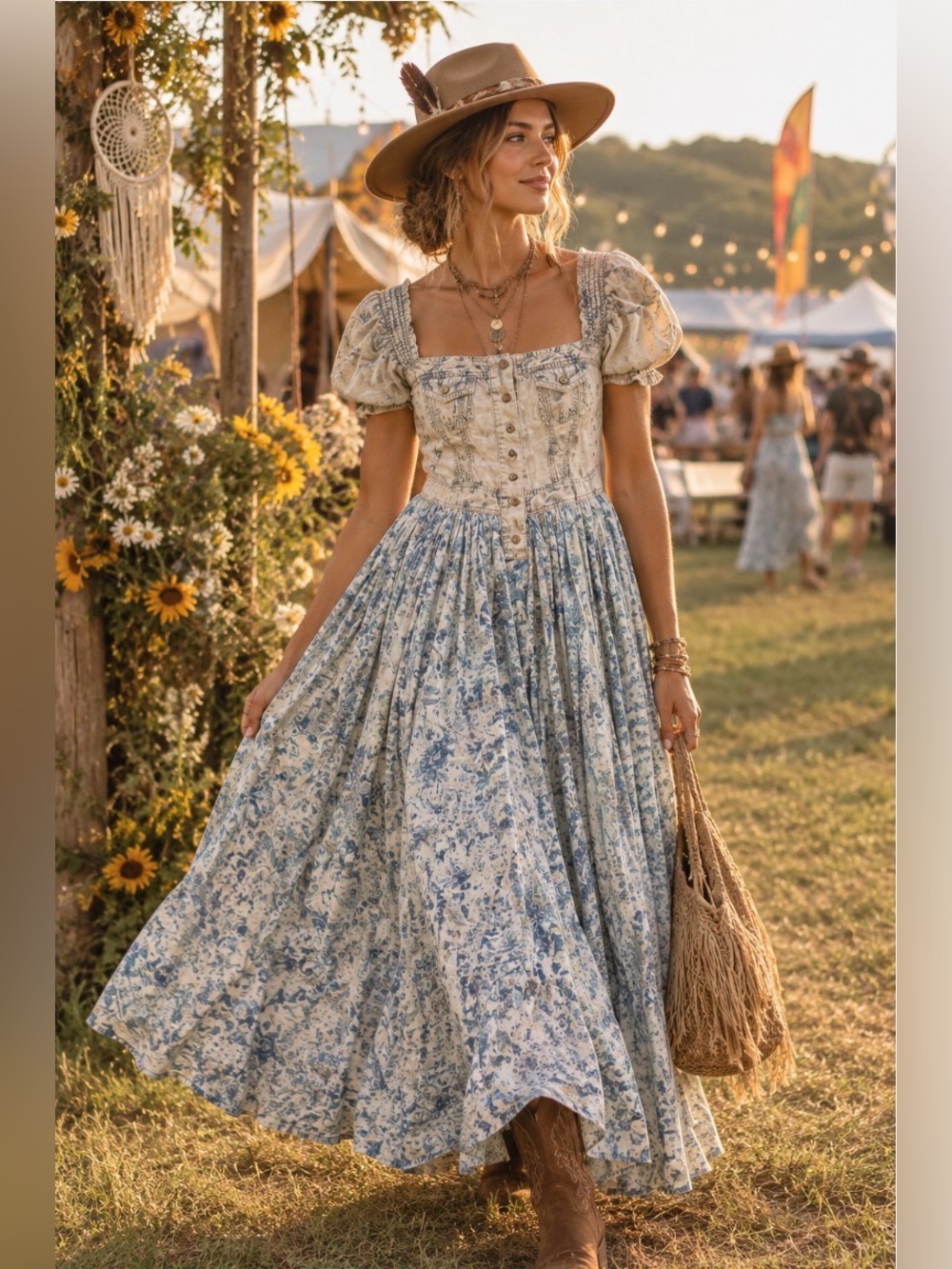 Artka "Crazy in Life" Cottage-Core Boho Dress NWT 160/84A (Size M)